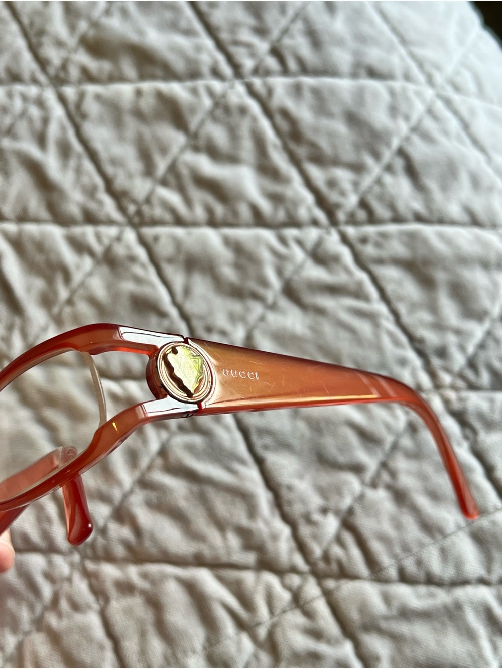 Vintage Gucci GG3021 0LPG Opal Coral Rectangular Glasses Frames Italy Rare - Picture 9 of 9